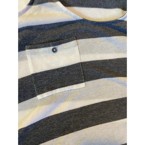 Cecico Women's White/Gray Striped Relaxed Sleeveless Tank With Pocket Medium - Picture 3 of 9